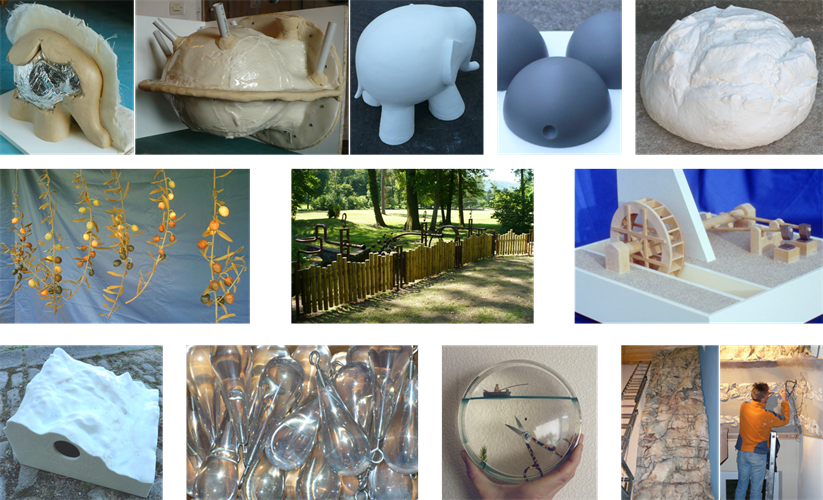 Réalisations muséographie et scénographie, tirages résines après moulage silicone